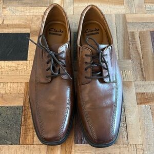 Clarks Mens‎ Leather Tilden Cap Oxford Sz 8 brown